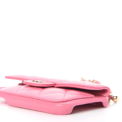 Chanel Lambskin Quilted iPhone XII Pro Max Case With Chain Pink 6 of 10