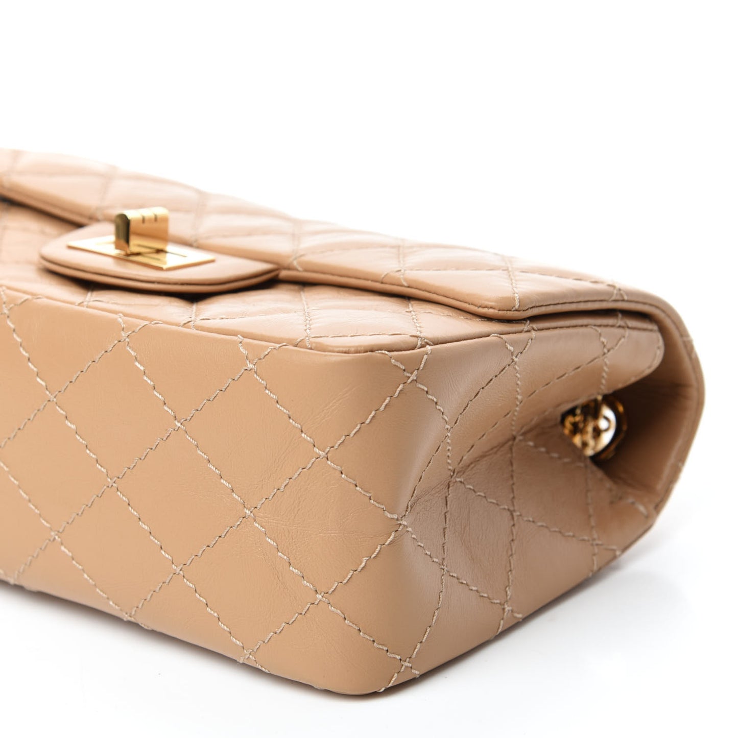 Aged Calfskin Quilted 2.55 Reissue Mini Flap Beige