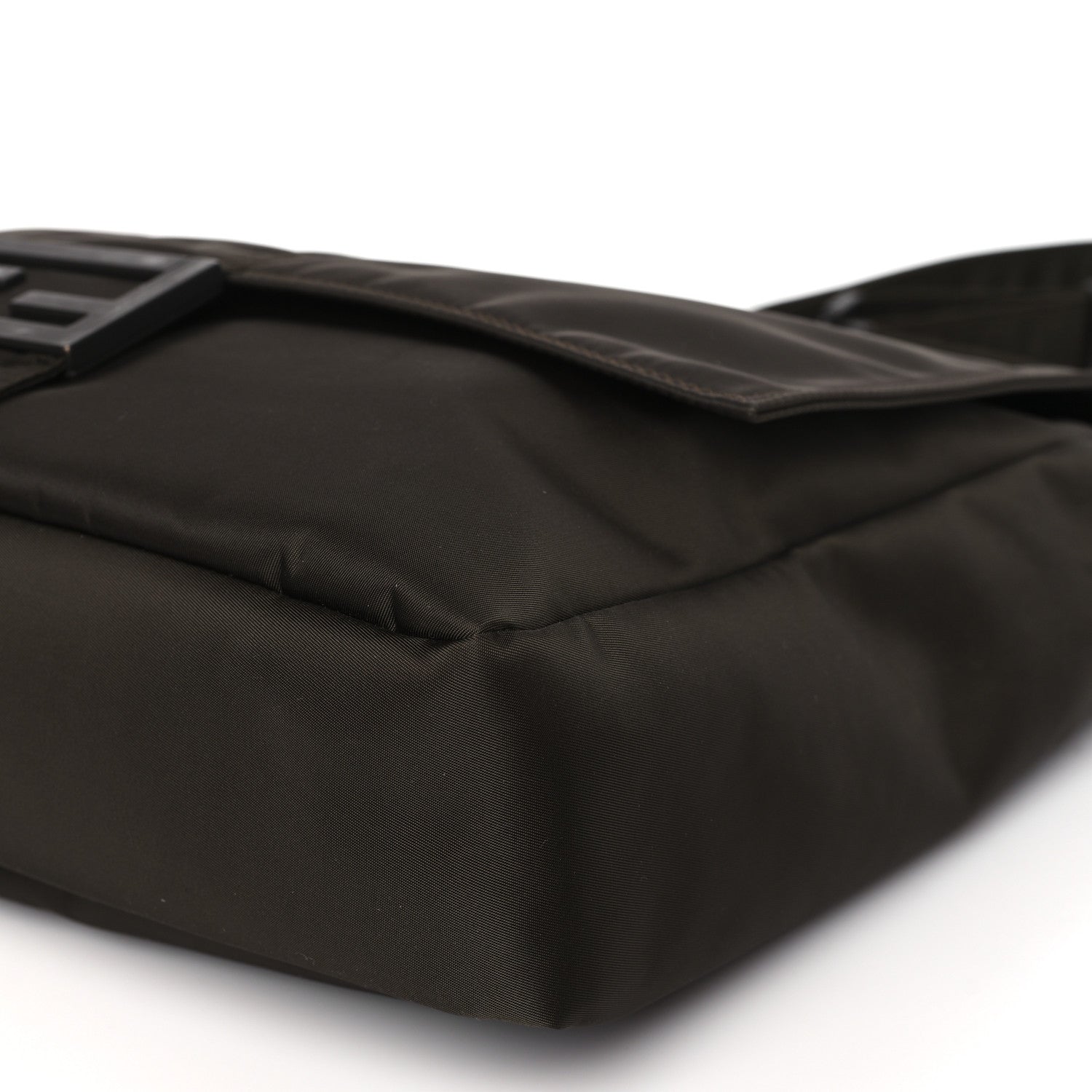 Fendi Econyl Nylon Cuoio Romano Monochrome Large Baguette Messenger Bag Ebano 10 of 10