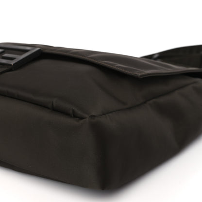 Fendi Econyl Nylon Cuoio Romano Monochrome Large Baguette Messenger Bag Ebano 10 of 10