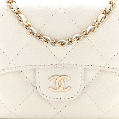Chanel Caviar Quilted Flap Card Holder On Chain White 8 of 10
