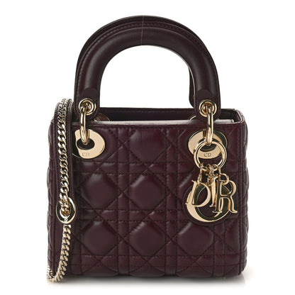 Christian Dior Lambskin Cannage Mini Lady Dior Plum 1 of 8