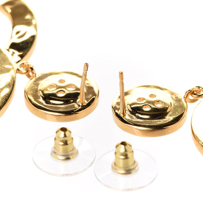 Chanel Metal Large Paris Button Earrings Gold 3 of 5