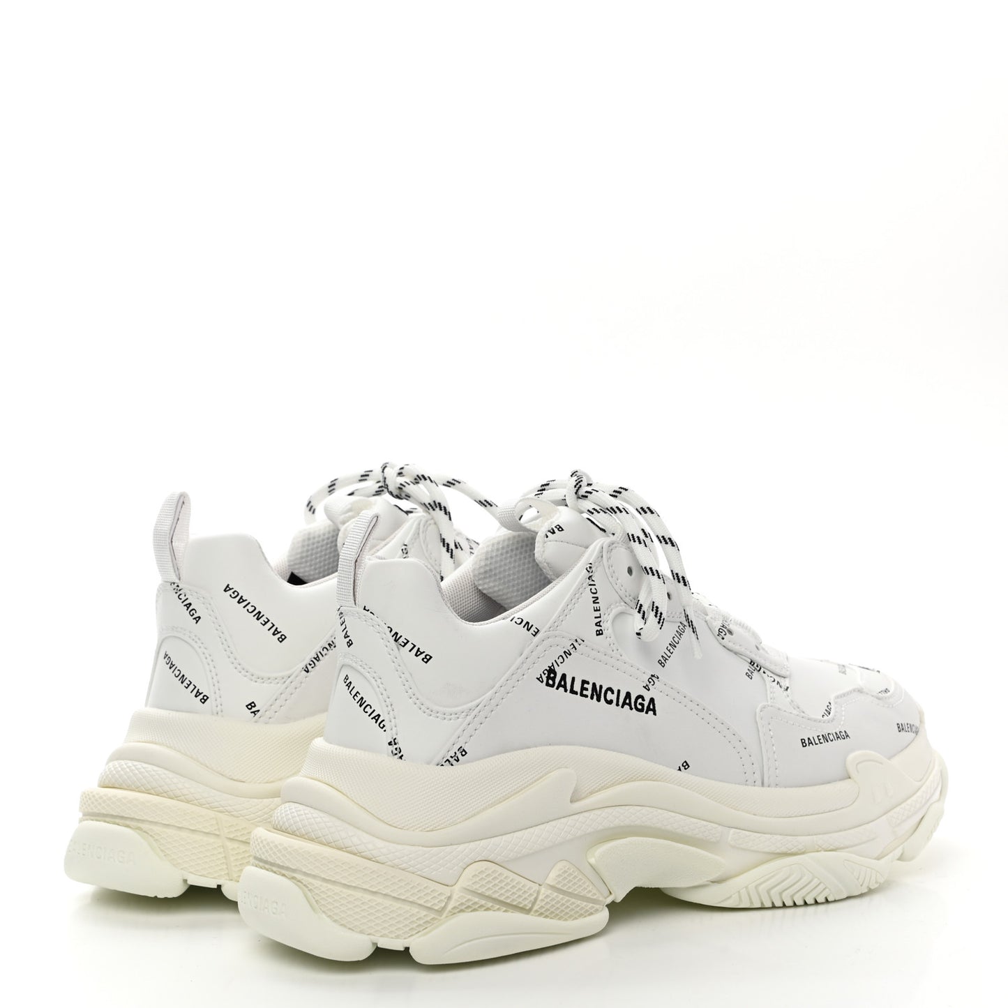 Technical Fabric Allover Logo Mens Triple S Sneakers 42 White Black