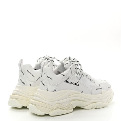 Balenciaga Technical Fabric Allover Logo Mens Triple S Sneakers 42 White Black 4 of 9