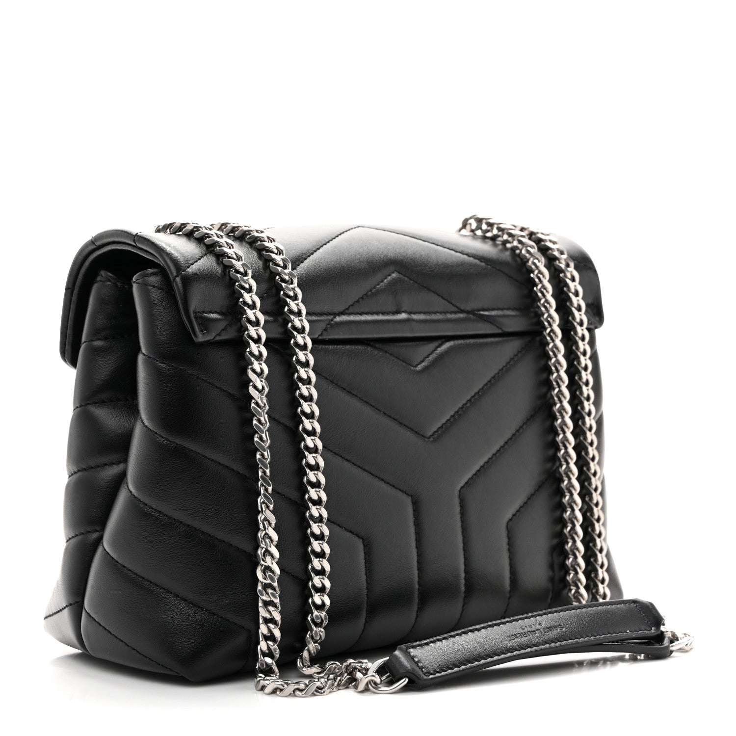 Saint Laurent Calfskin Y Quilted Monogram Small Loulou Chain Satchel Black 3 of 11