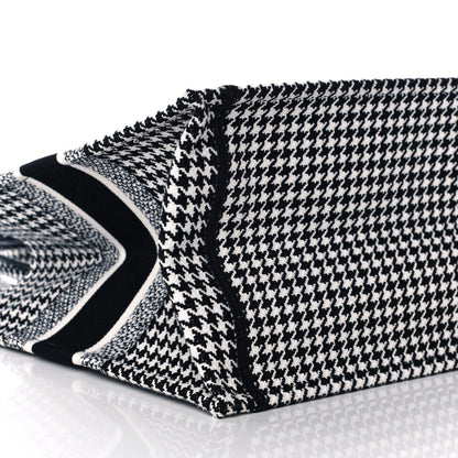 Christian Dior Canvas Houndstooth Embroidered Medium Book Tote Black White 9 of 11