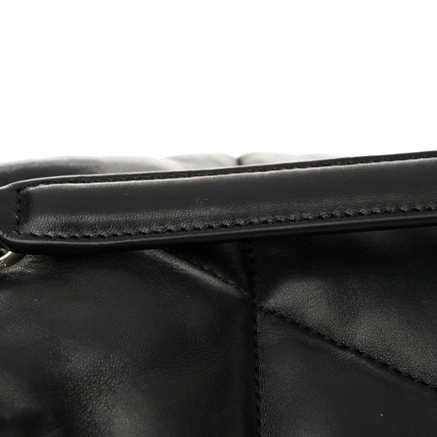 Lambskin Quilted Medium Loulou Puffer Monogram Chain Satchel Black