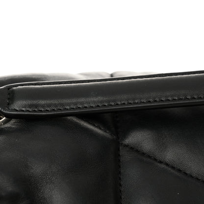 Saint Laurent Lambskin Quilted Medium Loulou Puffer Monogram Chain Satchel Black 13 of 13