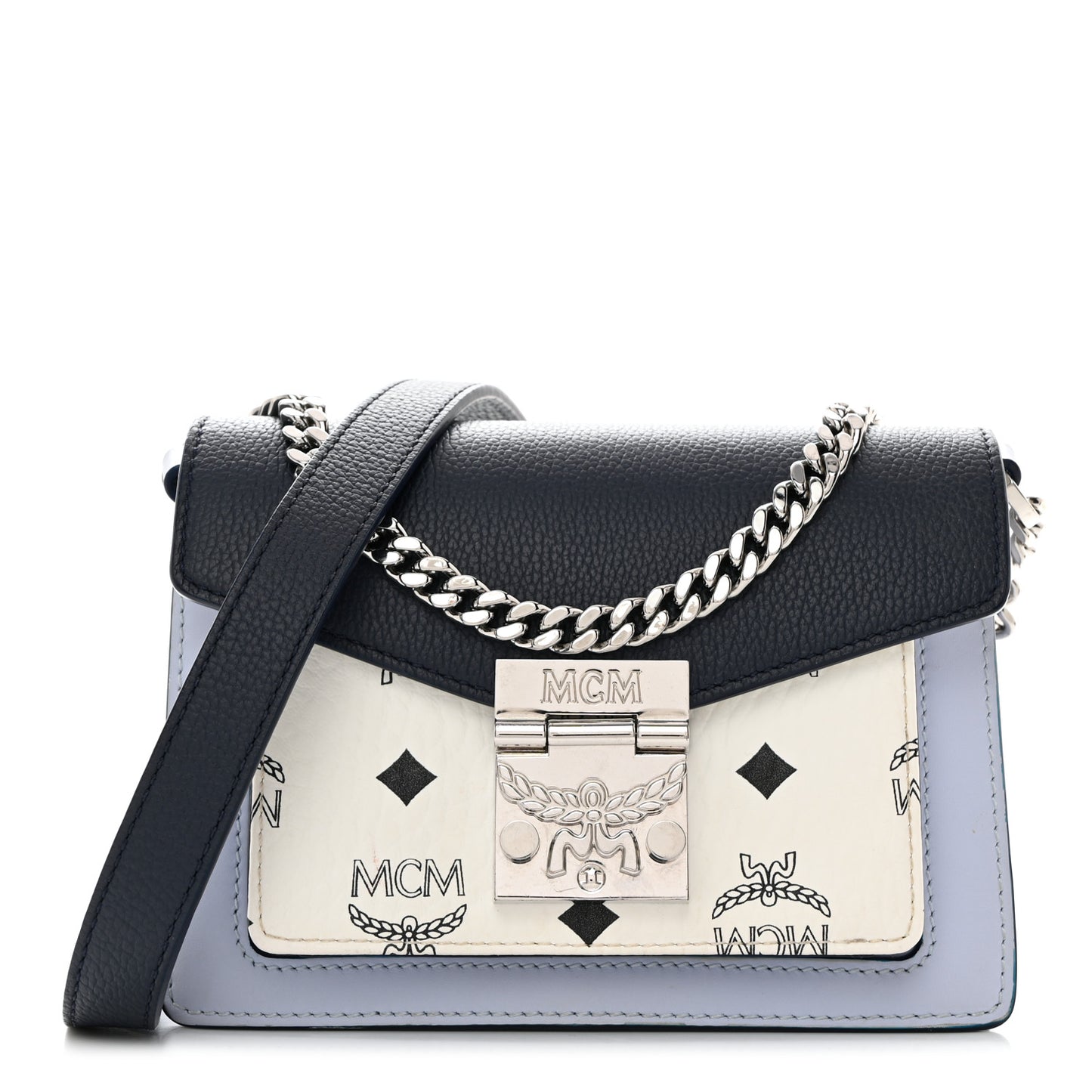 Calfskin Visetos Mini Patricia Crossbody Bag Indigo White
