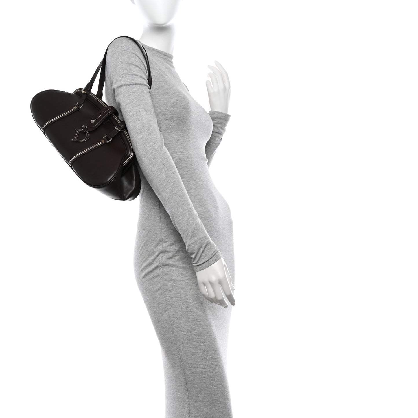 Calfskin Frame Satchel Brown