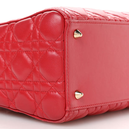 Christian Dior Lambskin Cannage Medium Lady Dior Red 10 of 13