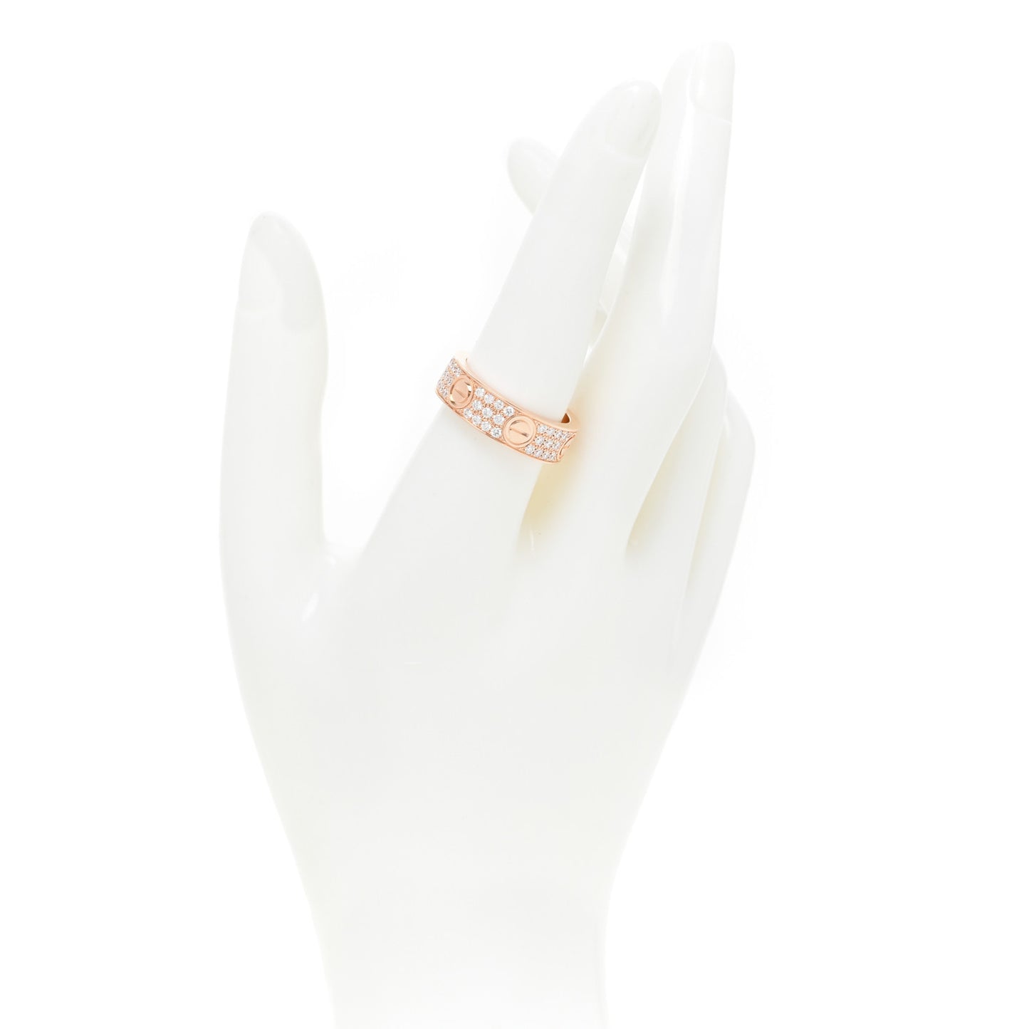 18K Pink Gold Diamond 6.5mm LOVE Paved Ring 58 8.25
