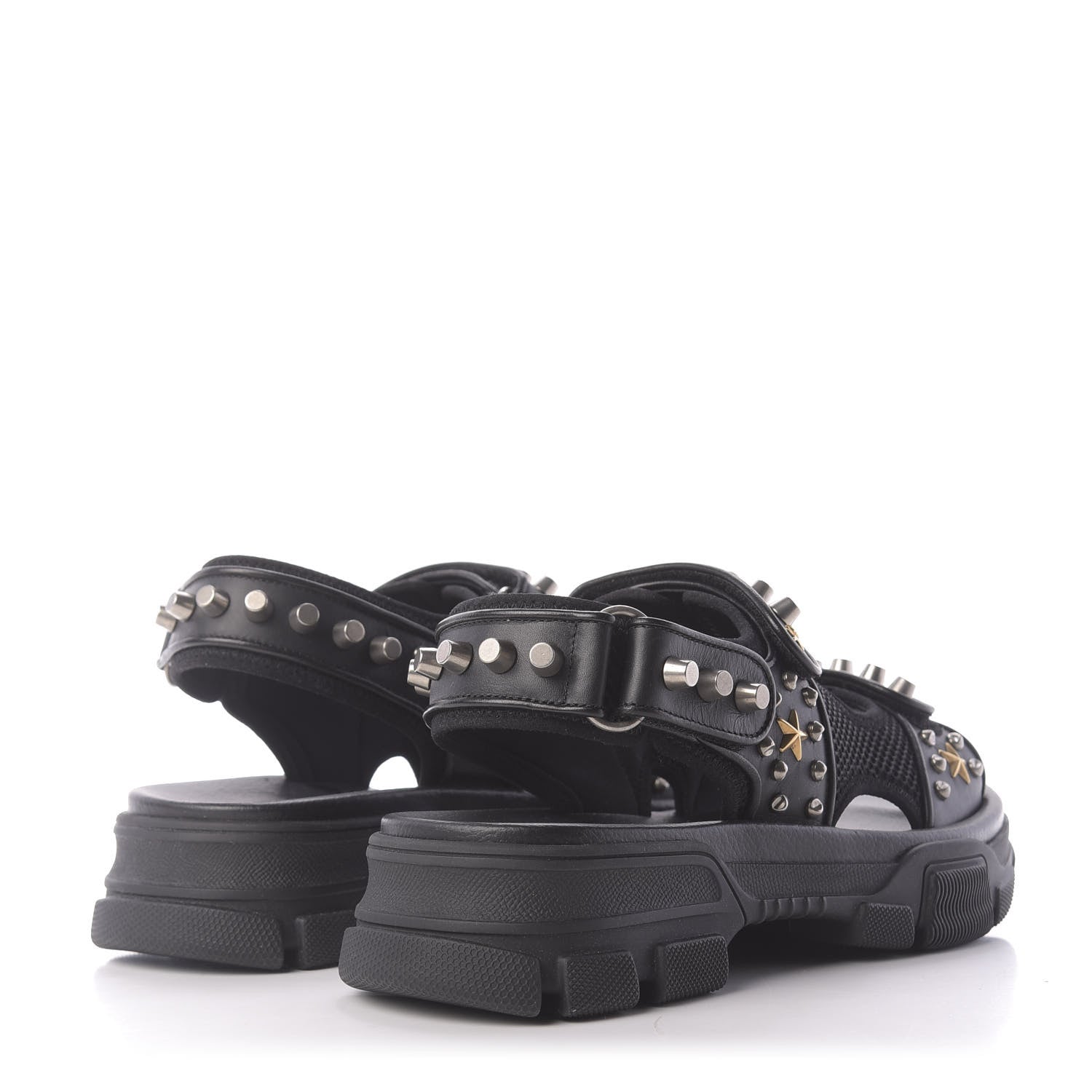 Gucci Nappa Mesh Studded Mens Aguru Sandals 7 Black 4 of 10