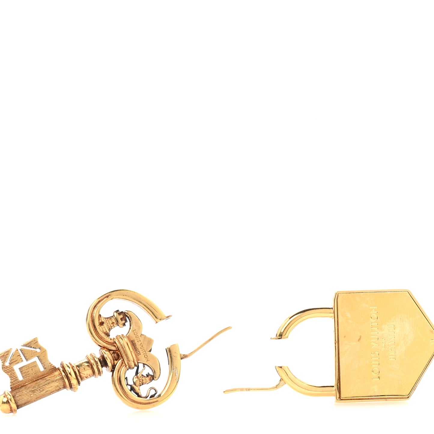 X FORNASETTI Metal Lock and Key Earrings Gold
