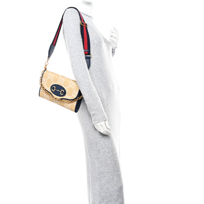 Gucci Raffia Textured Dollar Calfskin GG Monogram Web Small Horsebit 1955 Crossbody Bag 2 of 11