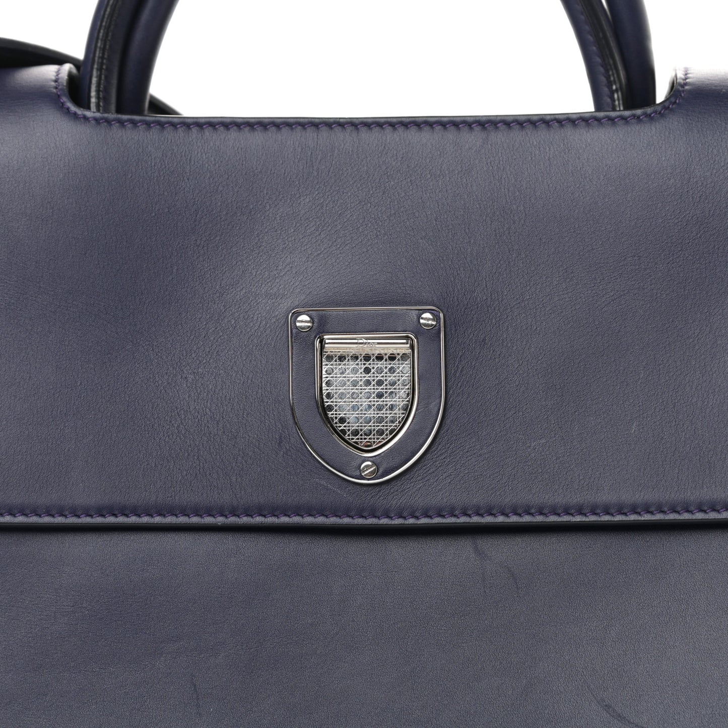 Calfskin Large Diorever Flap Navy
