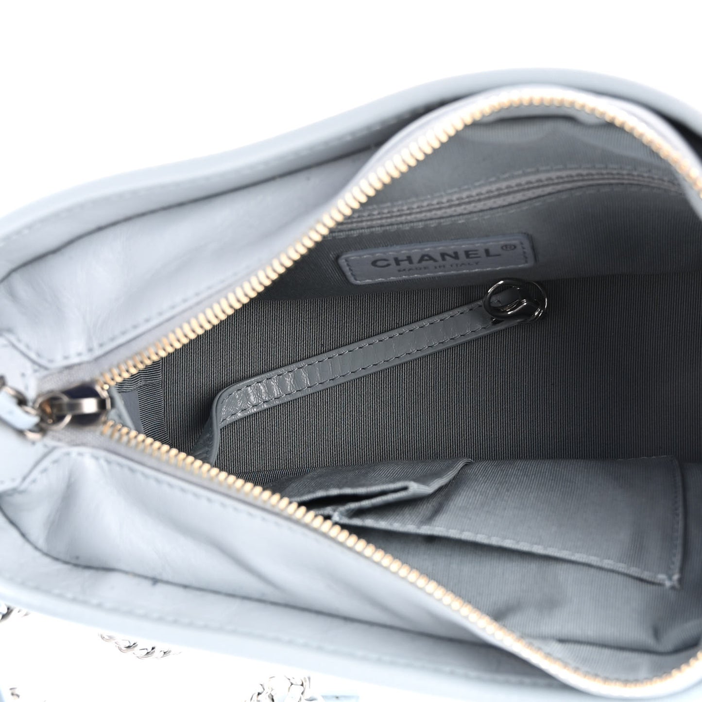 Aged Calfskin Quilted Small Gabrielle Hobo Light Blue