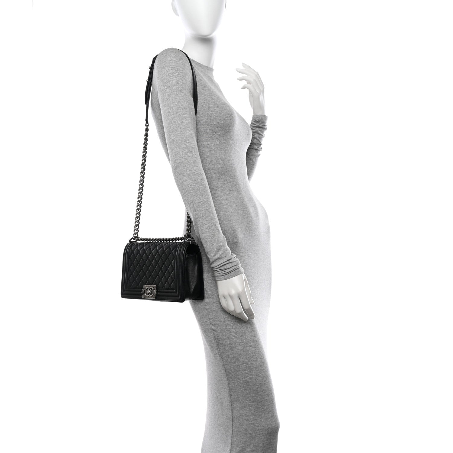 Chanel Calfskin Quilted Medium Boy Flap Black 2 of 13