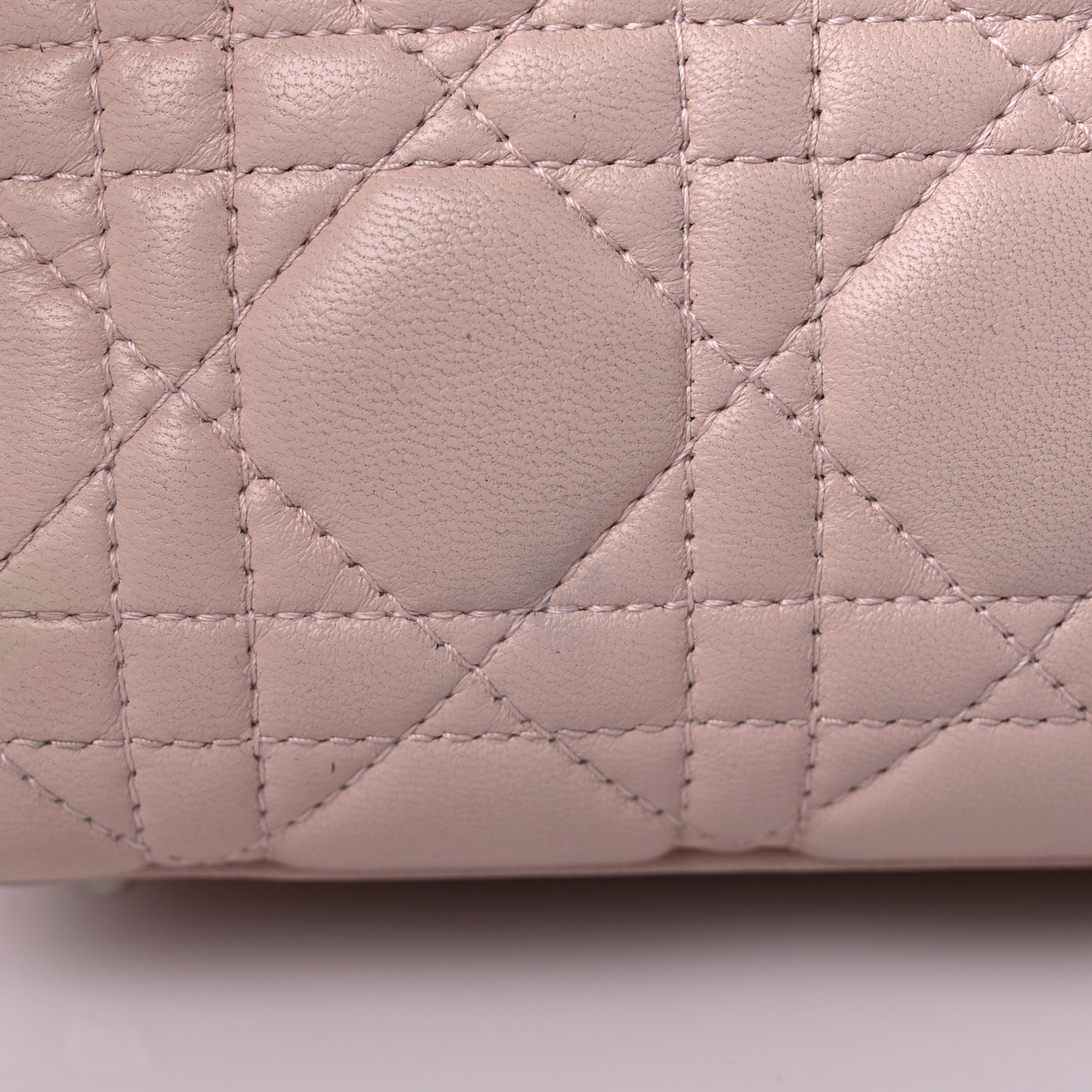 Lambskin Cannage Mini Lady Dior Crystal Strap Rose Poudre