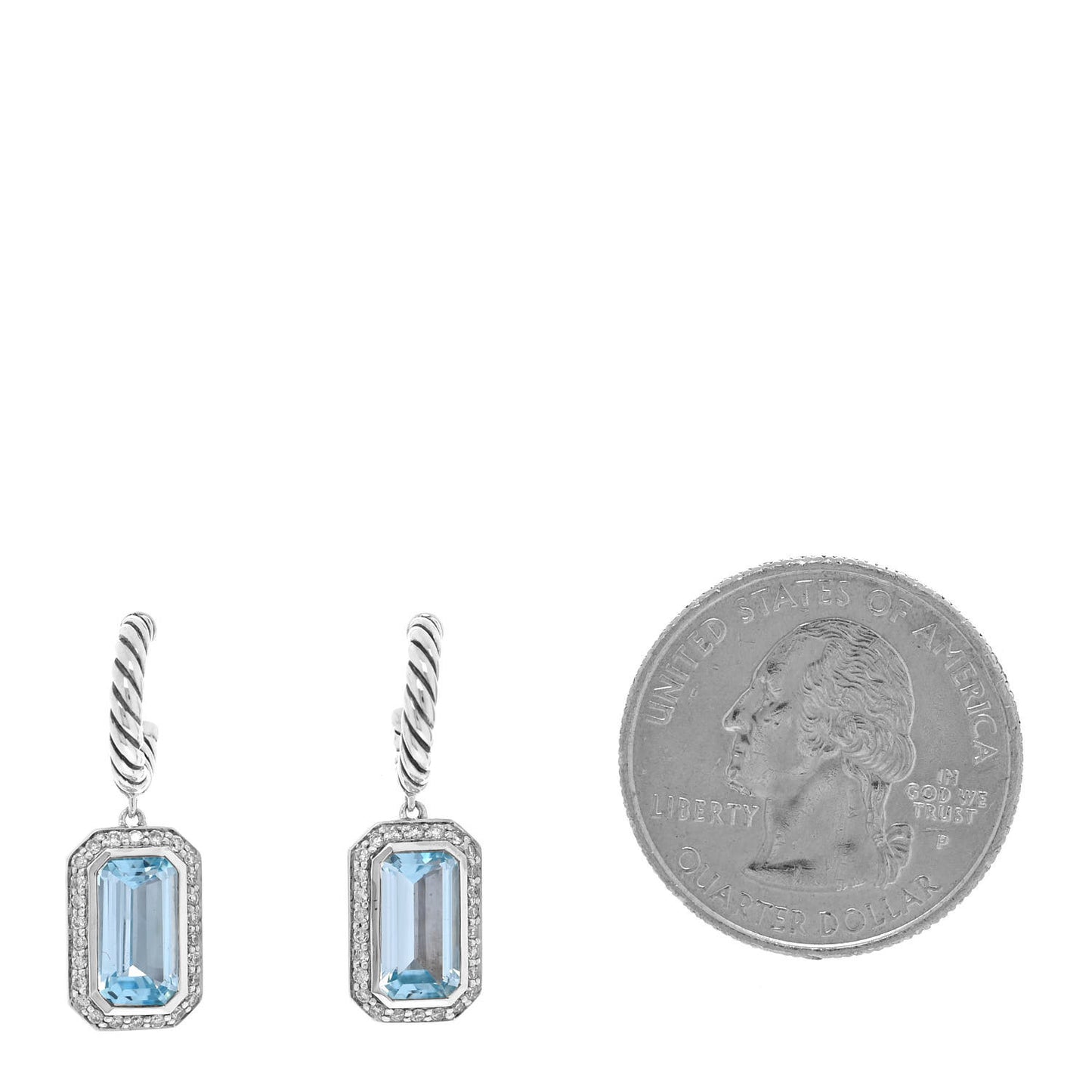 Sterling Silver Diamond Blue Topaz Novella Drop Earrings
