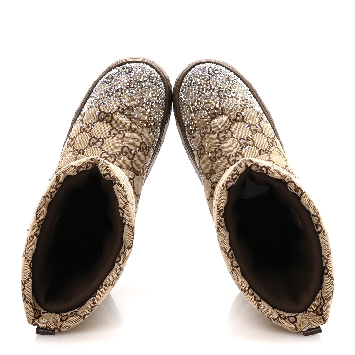 Gucci Monogram GG Strass Thermal Bootie 37 Camel Ebony 2 of 9