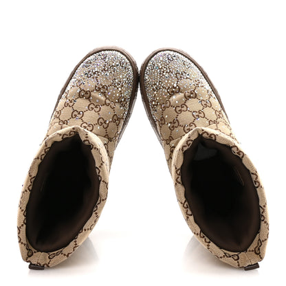 Gucci Monogram GG Strass Thermal Bootie 37 Camel Ebony 2 of 9