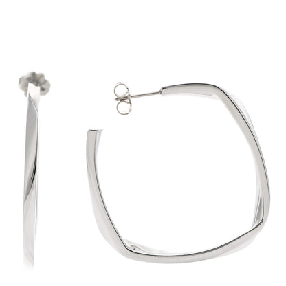 Tiffany Sterling Silver Frank Gehry Torque Square Hoop Earrings 1 of 3
