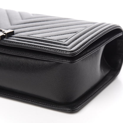 Chanel Caviar Chevron Quilted New Medium Boy Flap Black 9 of 10