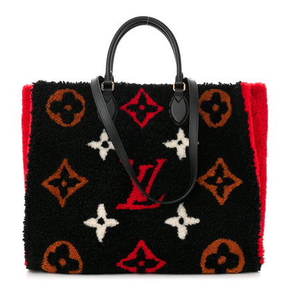 Louis Vuitton Shearling Monogram Giant Teddy Onthego GM Black Red 1 of 10