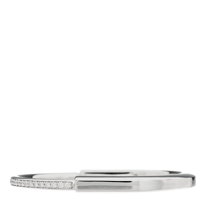 Tiffany 18K White Gold Diamond Tiffany Lock Half Pave Bangle Bracelet 2 of 7