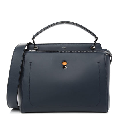 Fendi Vitello Baltico Dolce DotCom Satchel Navy Yellow 1 of 10
