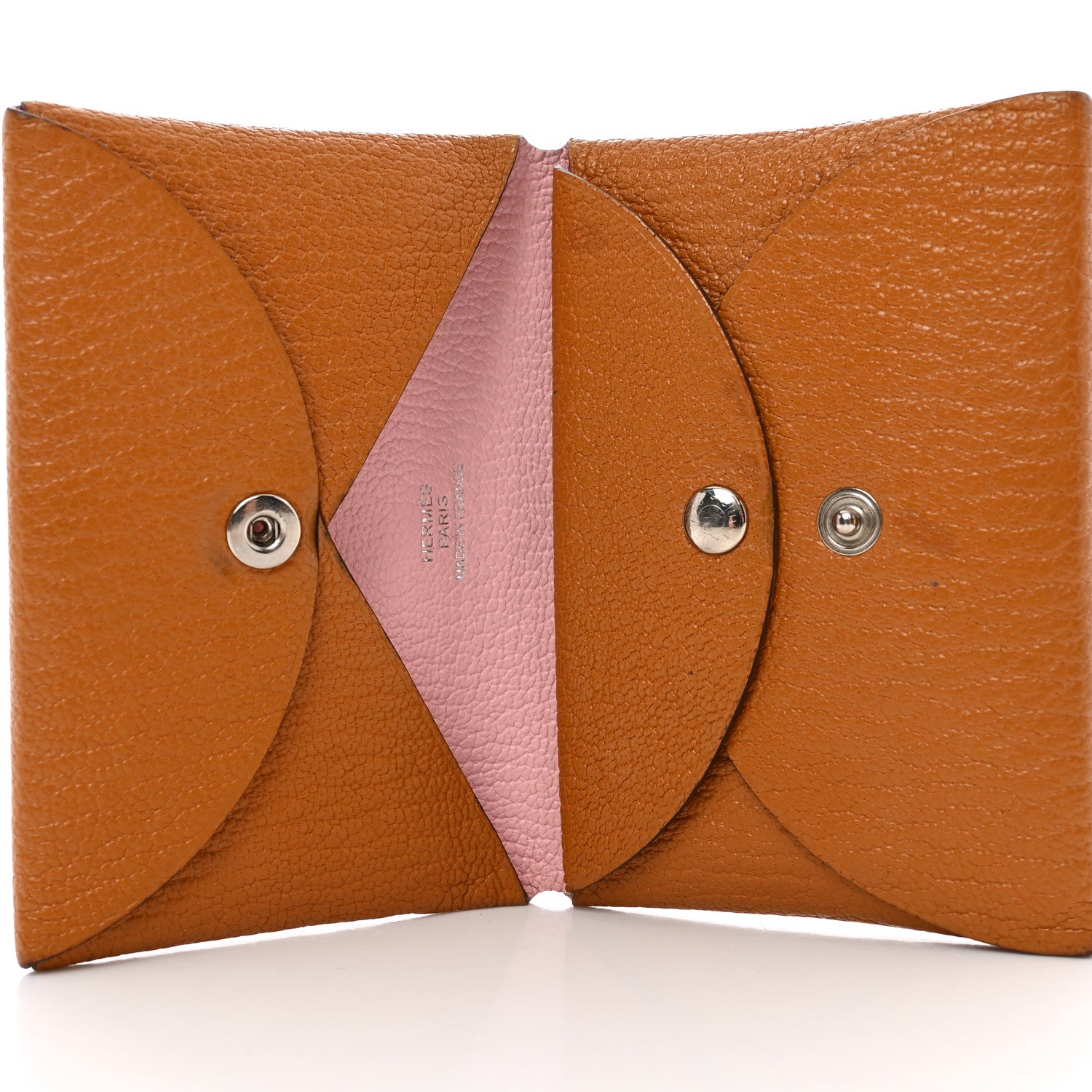 Hermes Chevre Mysore Verso Calvi Duo Card Case Caramel Rose Sakura 4 of 10