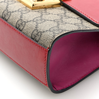 Gucci GG Supreme Monogram Calfskin Small Padlock Shoulder Bag Beige Hibiscus Red New Rosette 10 of 10