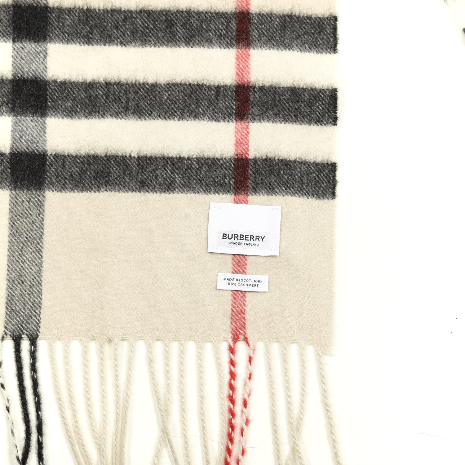 Burberry Cashmere Check Fringe Scarf Stone 3 of 3