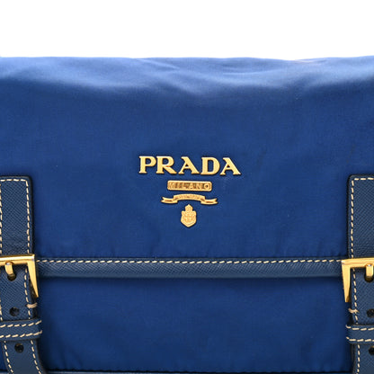Prada Tessuto Nylon Saffiano Small Messenger Bag Blue 7 of 12
