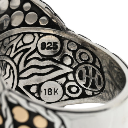 John Hardy Sterling Silver 18K Yellow Gold Jaisalmer Dot Curved Oval Ring 58 8.5 4 of 4