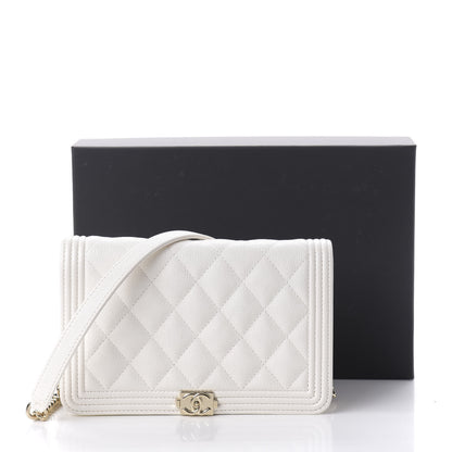 Chanel Caviar Quilted Boy Wallet On Chain WOC White 12 of 12