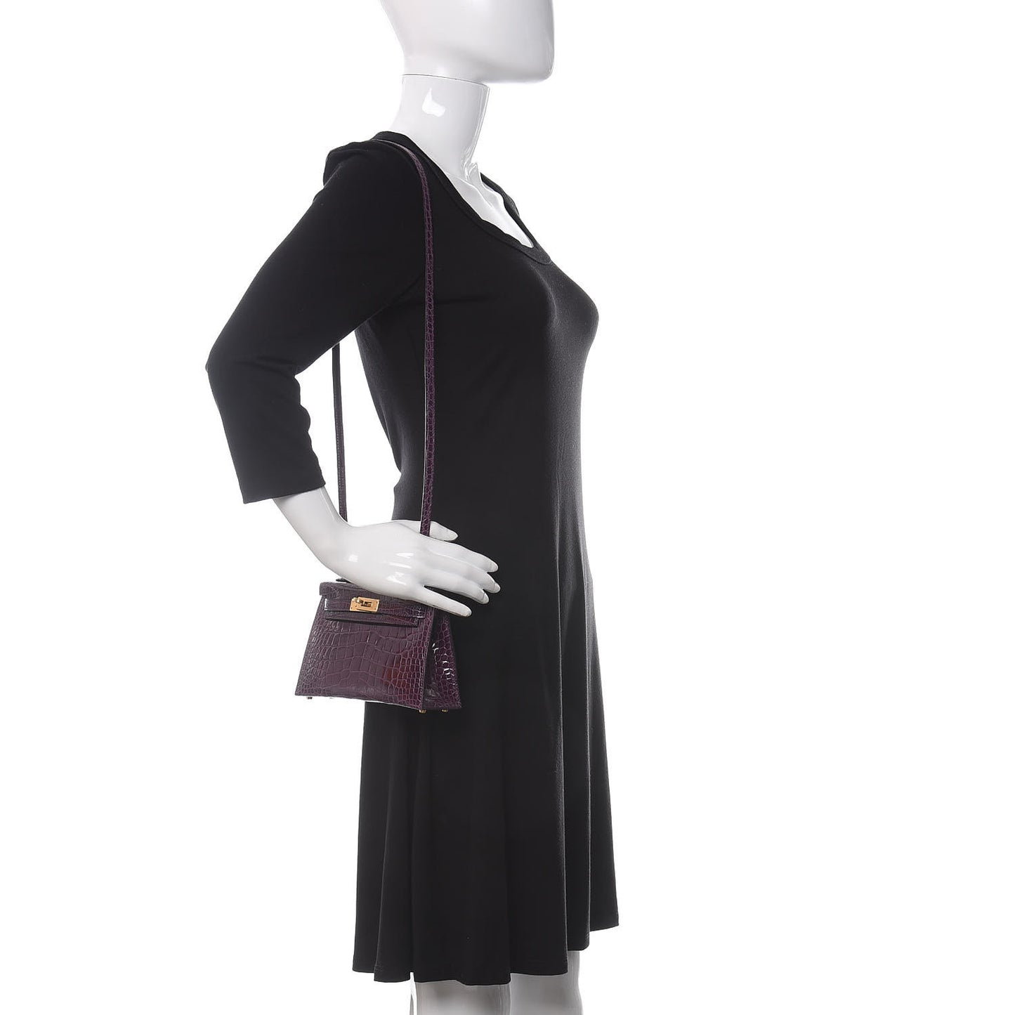 Shiny Alligator Mini Kelly Sellier 20 Cassis