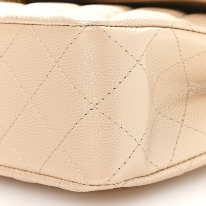 Chanel Metallic Caviar Quilted Small Double Flap Beige 18 of 21