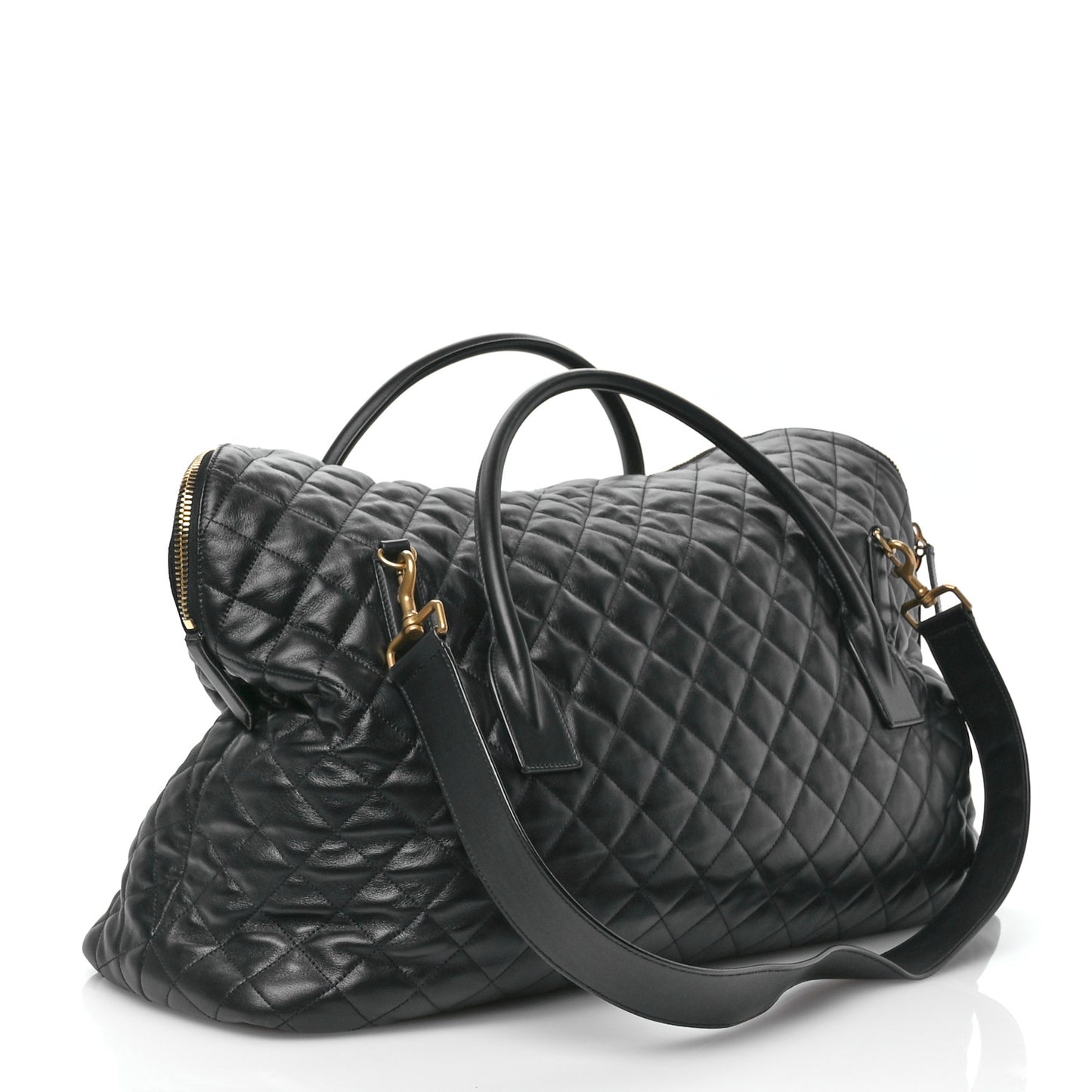 Calfskin Quilted ES Giant Travel Bag Black