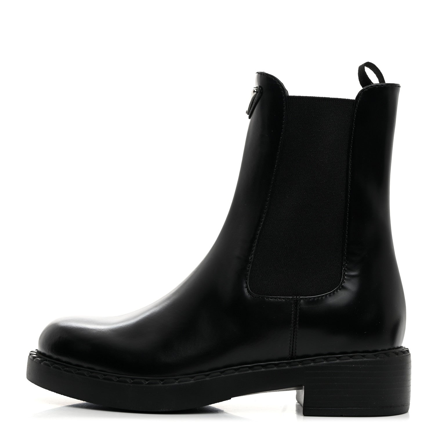 Prada Spazzolato Metal Triangle Logo 50mm Chelsea Boots 38 Black 1 of 8