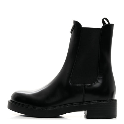 Prada Spazzolato Metal Triangle Logo 50mm Chelsea Boots 38 Black 1 of 8