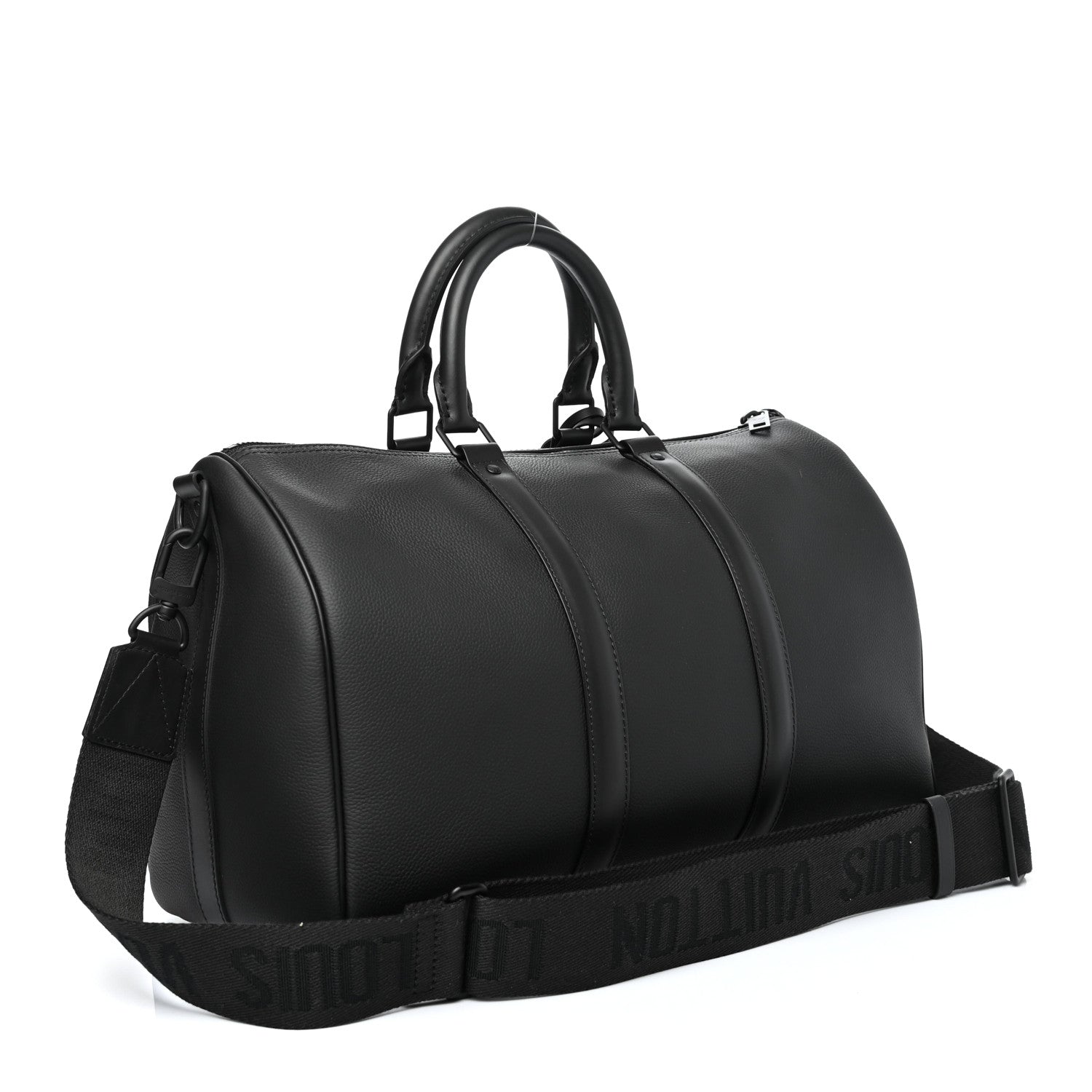 Louis Vuitton Grained Calfskin Aerogram Keepall Bandouliere 40 Black 2 of 4