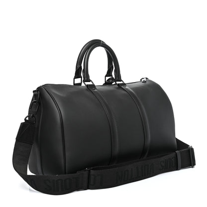 Louis Vuitton Grained Calfskin Aerogram Keepall Bandouliere 40 Black 2 of 4