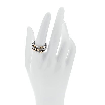 David Yurman Sterling Silver 18K Yellow Gold Diamond Petite Helena Wrap Three Row Ring 57 8 2 of 5