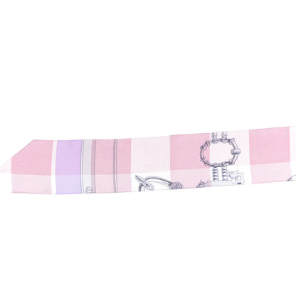 Hermes Silk Mors Et Gourmettes Vichy Twilly Parme Mauve White 5 of 5
