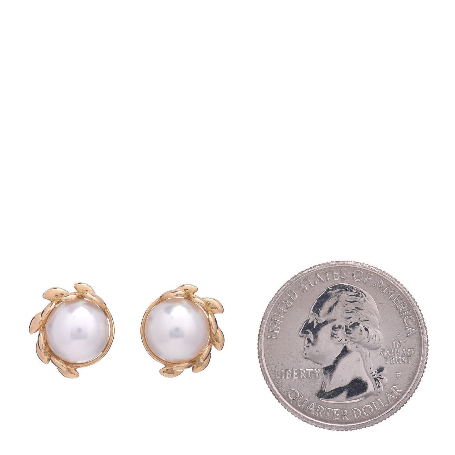 18K Yellow Gold Pearl Paloma Picasso Olive Leaf Earrings