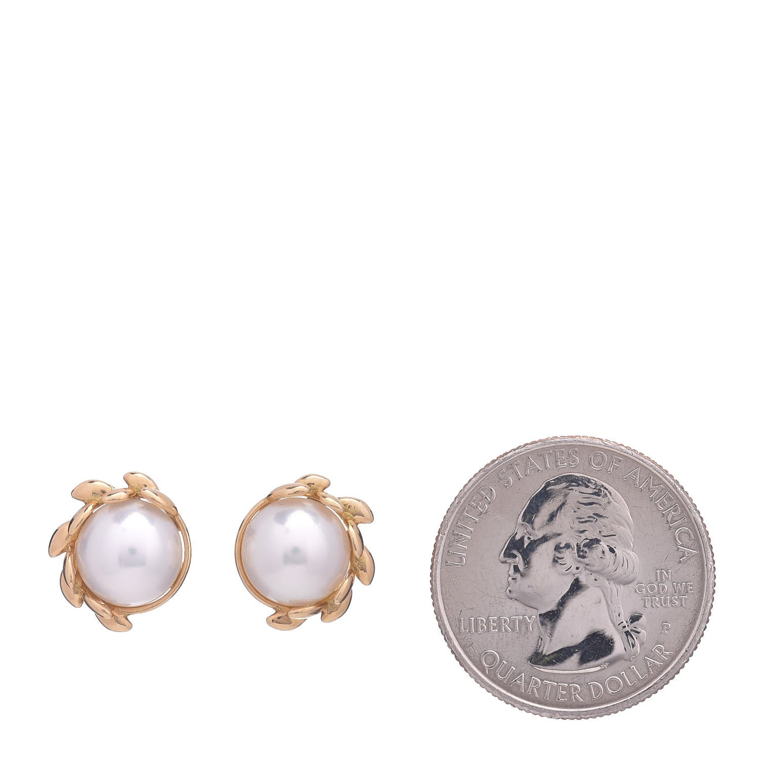 Tiffany 18K Yellow Gold Pearl Paloma Picasso Olive Leaf Earrings 2 of 5