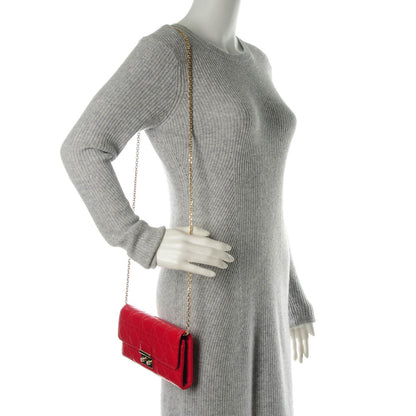 Christian Dior Patent Cannage Miss Dior Chain Wallet Red 2 of 7